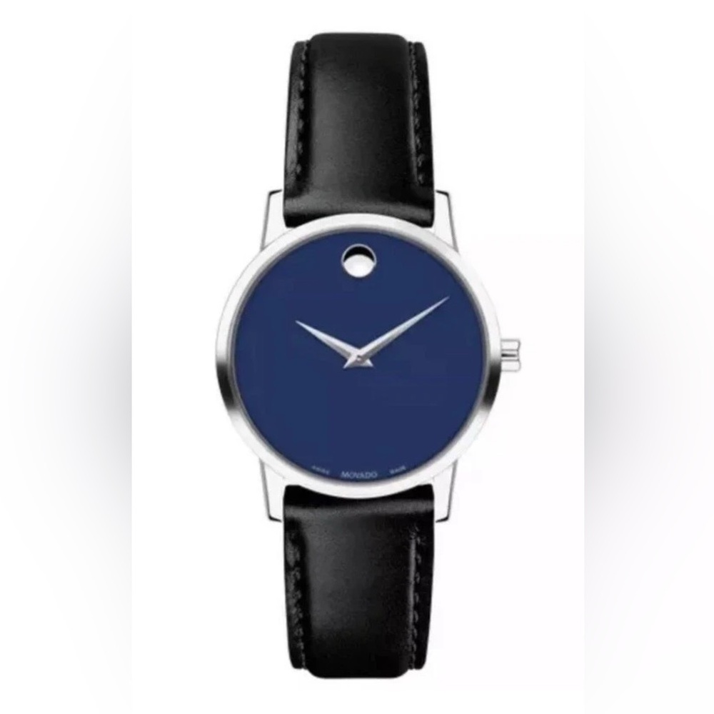 New Movado Women’s Museum Classic Blue Dial Leather Strap Watch 0607318